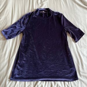 LOFT Blue Velvet Mockneck Top (S)